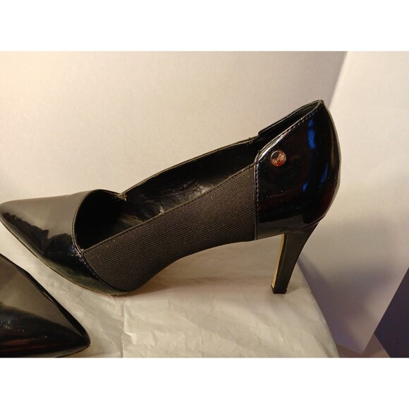Calvin Klein Brie BlackPatent/Elastic Pump Heels Womens 9.5M POINTED TOE - Picture 9 of 16